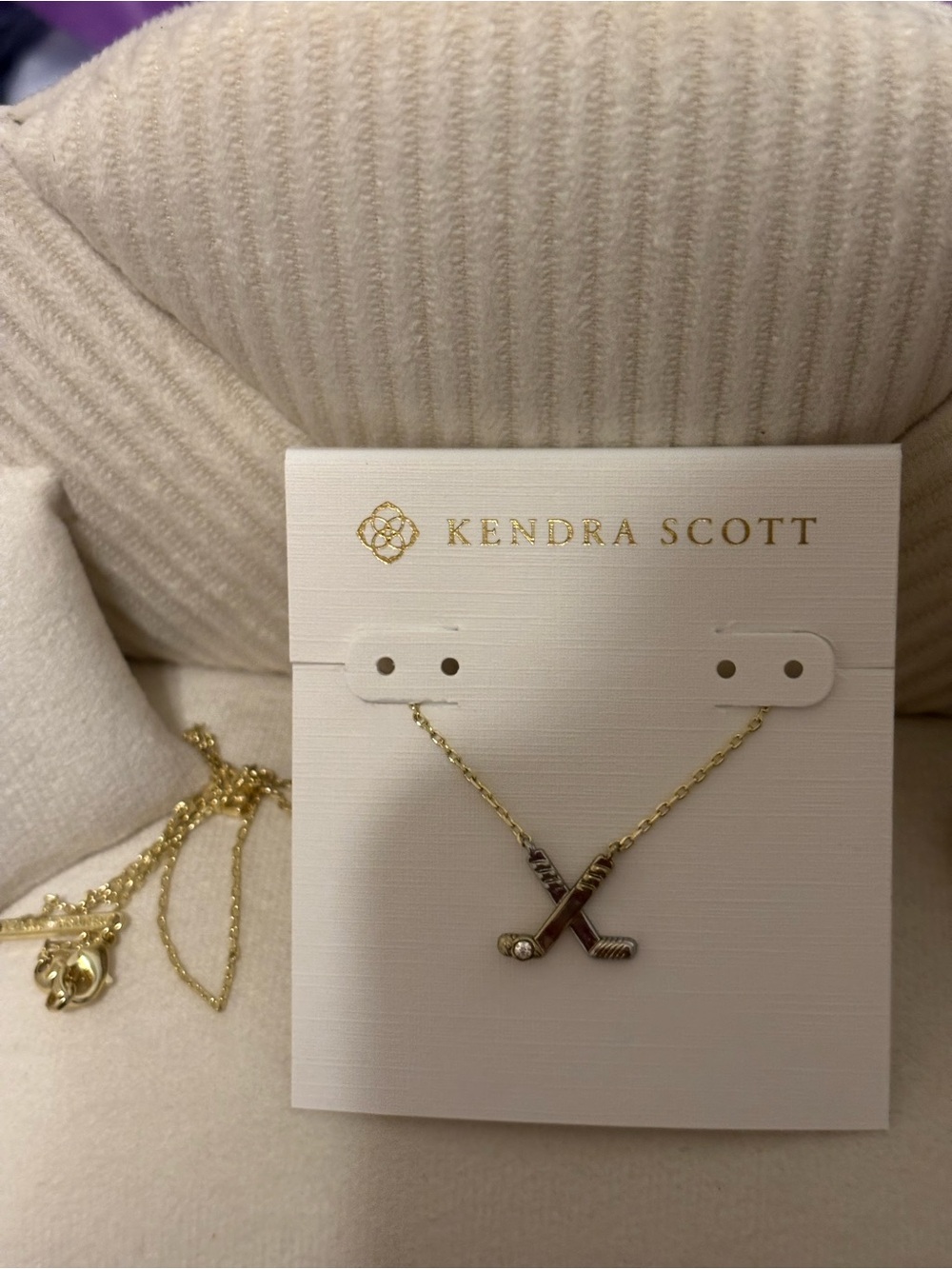 Kendra Scott Gold and  Crossed Hockey Sticks Pendant Necklace